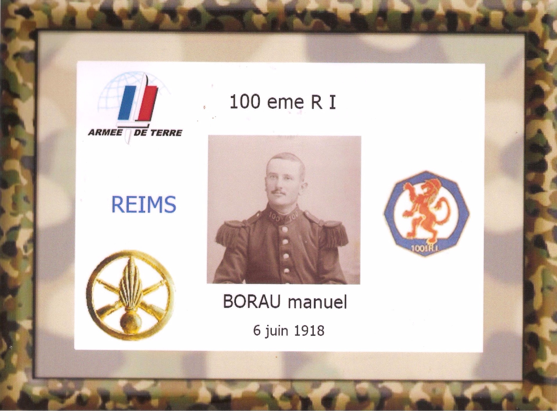 Plaquette de Manuel BORAU